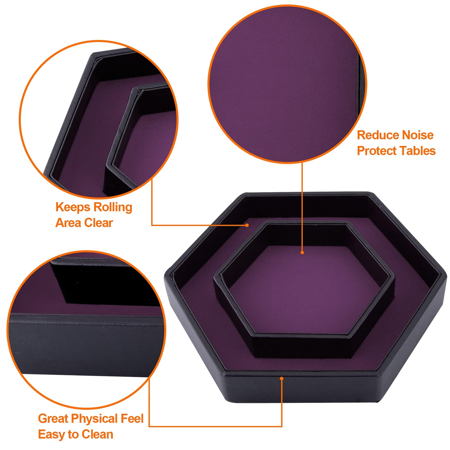 SIQUK Dice Tray with Lid – Hexagon Purple for RPG, DND, and Tabletop Games