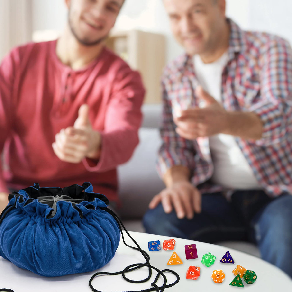 SIQUK Large Dice Bag with Pockets – Holds 300+ Dice, 9 Compartments, Dark Blue