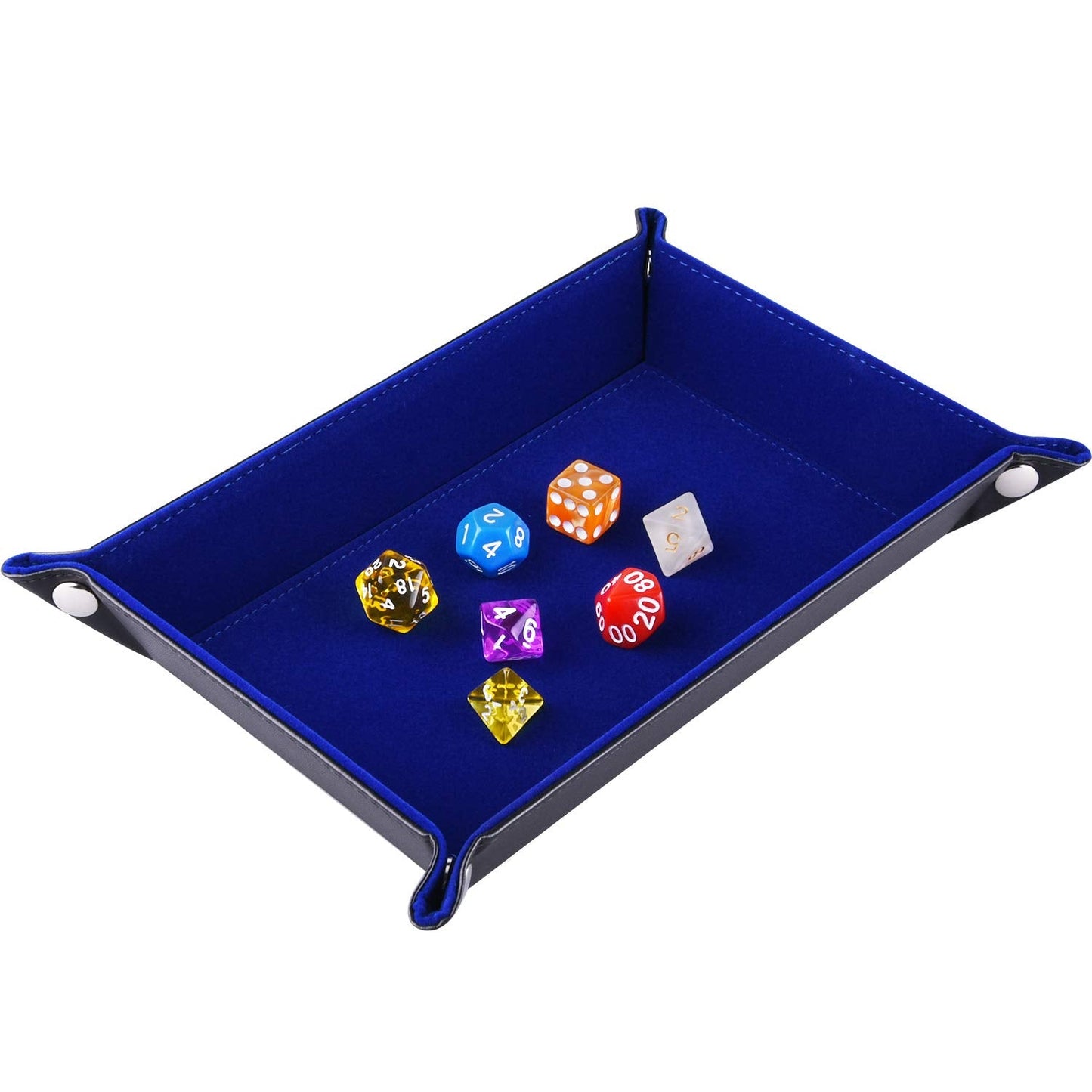 SIQUK Double Sided Dice Tray – Folding Rectangle PU Leather & Dark Blue Velvet