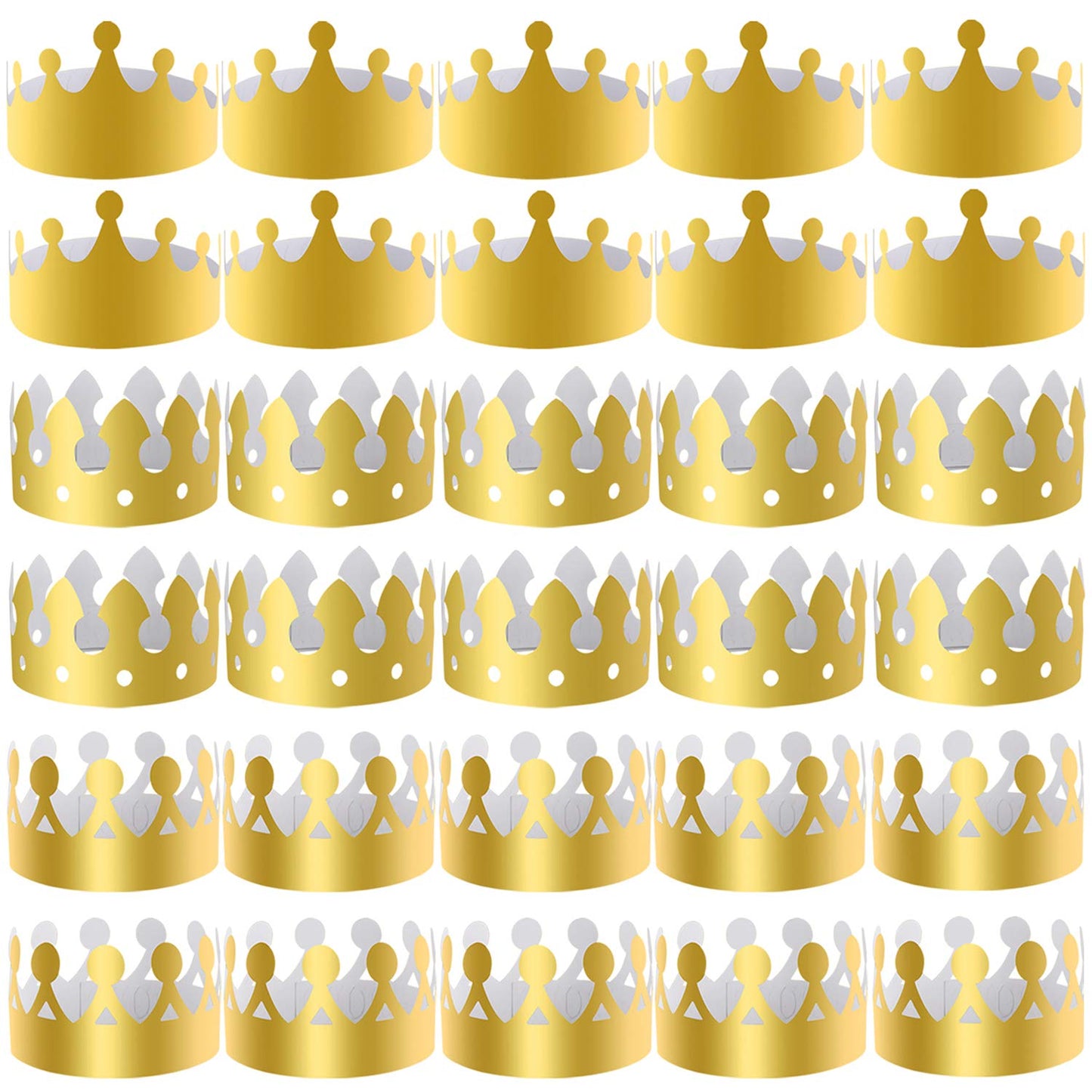 SIQUK 27-Piece Golden Paper Crown Hats for Parties | King Crowns