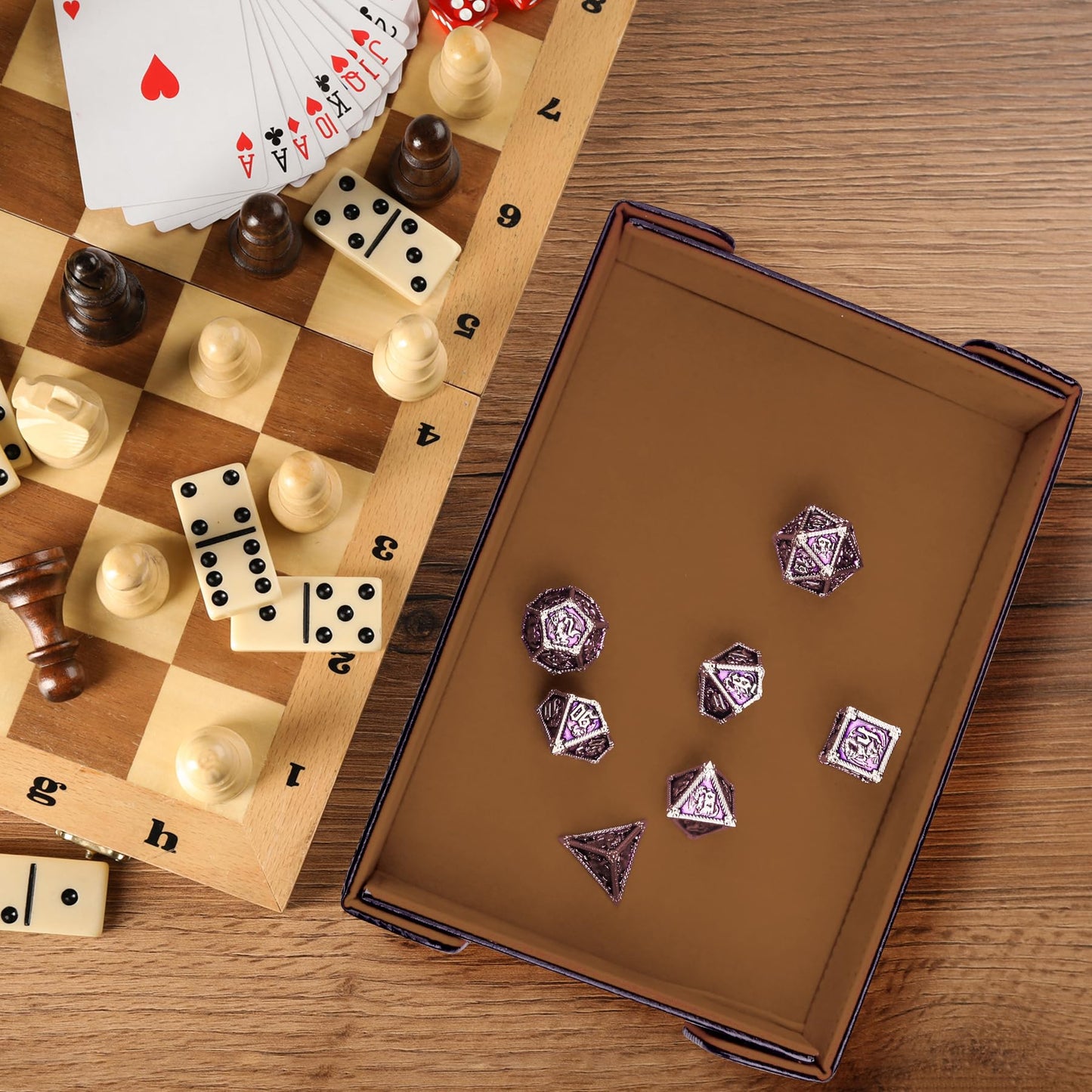 SIQUK Magnetic Folding Dice Tray – Portable PU Leather Dice Rolling Mat (Camel)