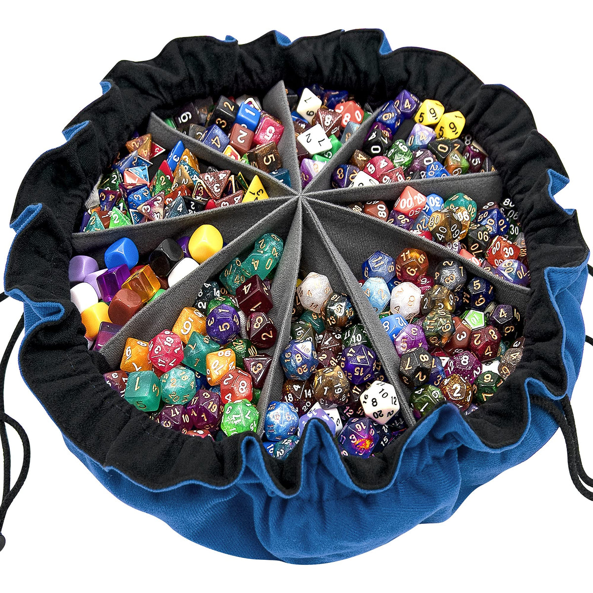 SIQUK Large Dice Bag with Pockets – Holds 300+ Dice, 9 Compartments, Dark Blue