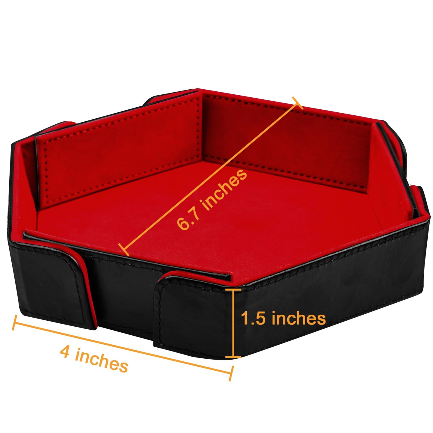SIQUK Magnetic Folding Dice Tray Hexagon - Red PU Leather, Portable Dice Rolling Mat