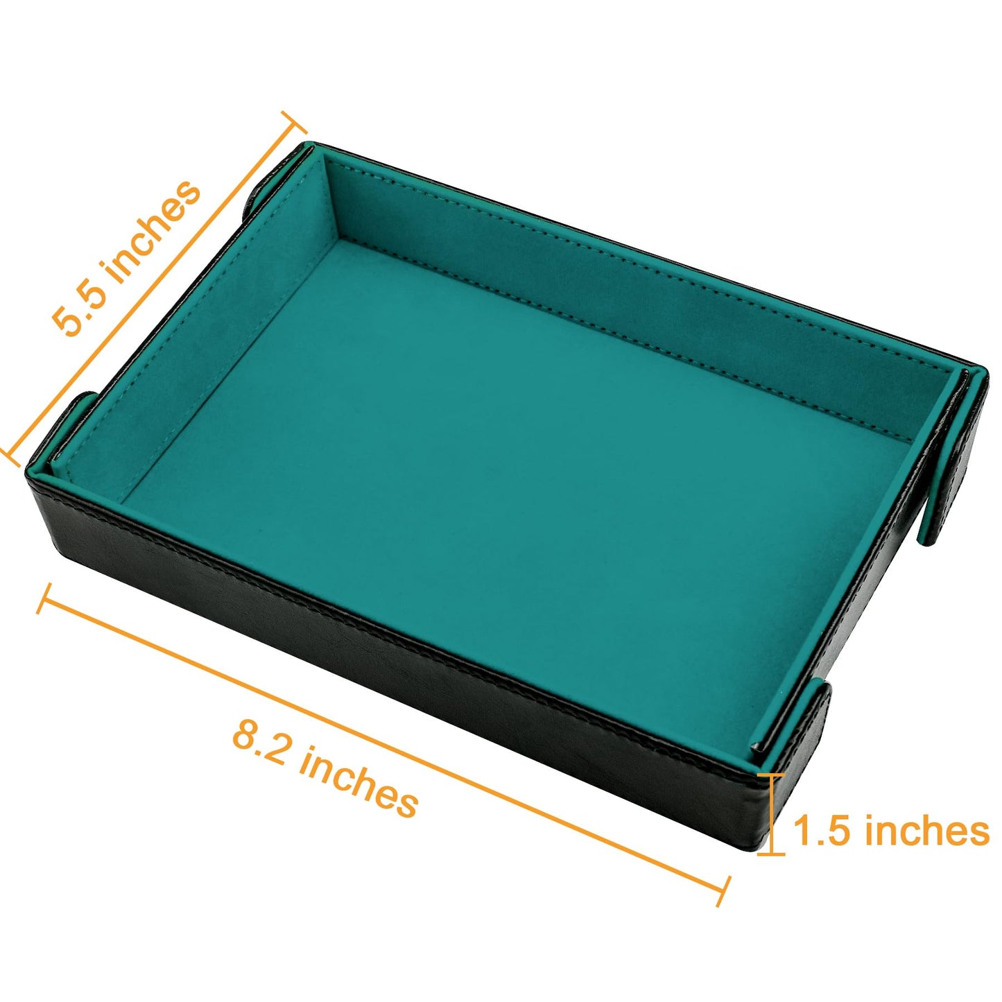 SIQUK Magnetic Folding Dice Tray Rectangle – PU Leather, Cyan