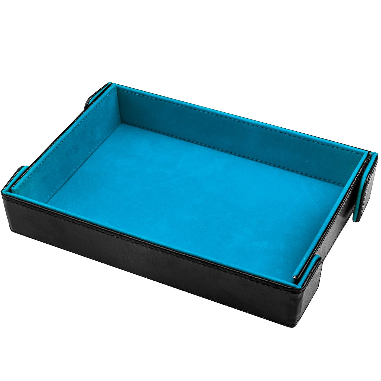 SIQUK Magnetic Folding Dice Tray — Portable PU Leather Dice Rolling Tray for D&D RPG, Sky Blue