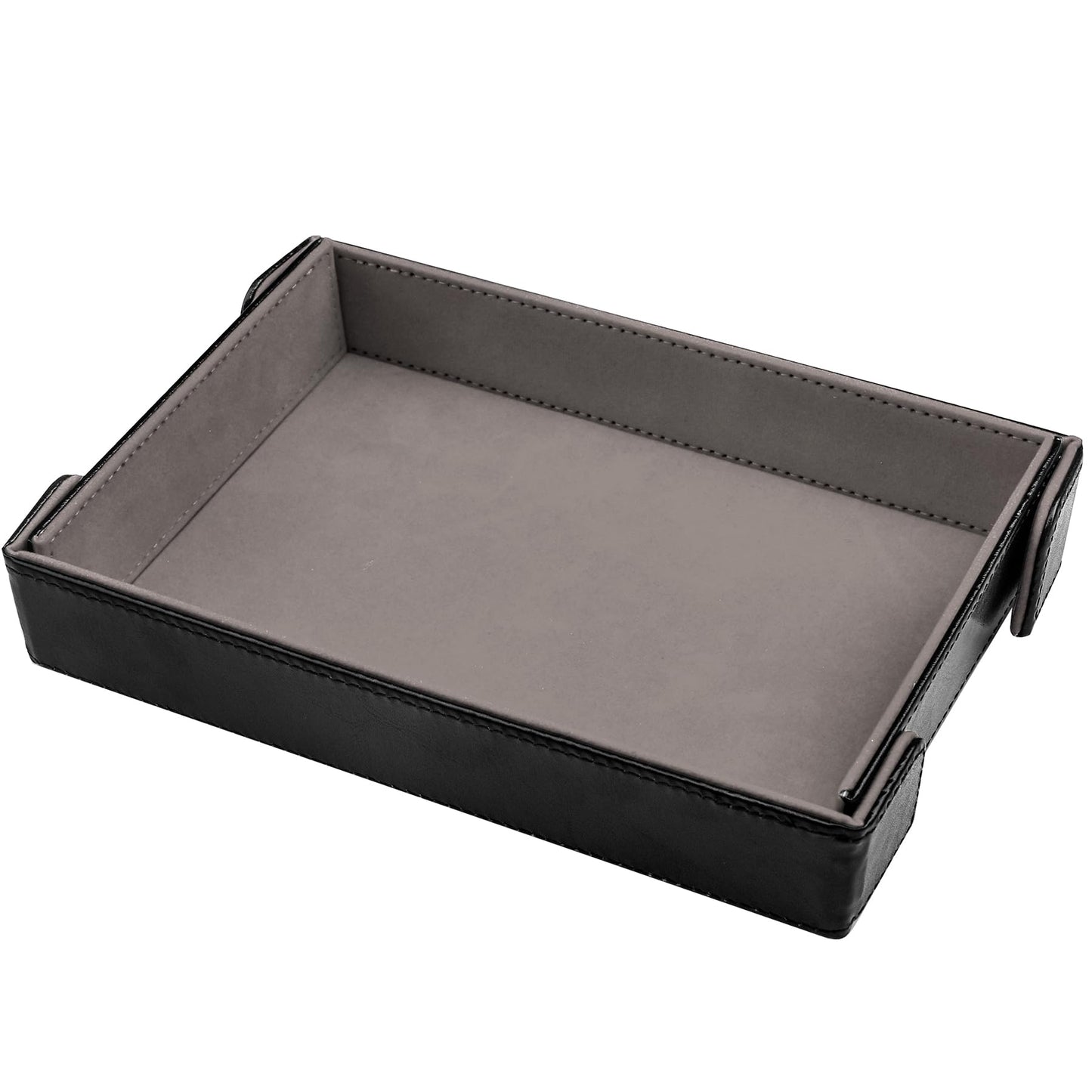 SIQUK Magnetic Folding Dice Tray – Rectangle PU Leather, Foldable Gray D&D Rolling Tray