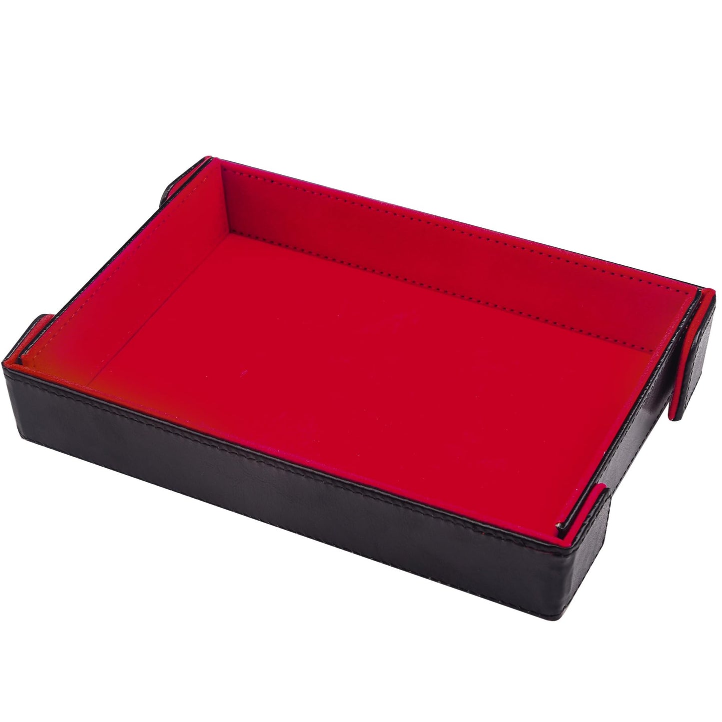 SIQUK Magnetic Folding Dice Tray – Red PU Leather, Rectangle, Foldable