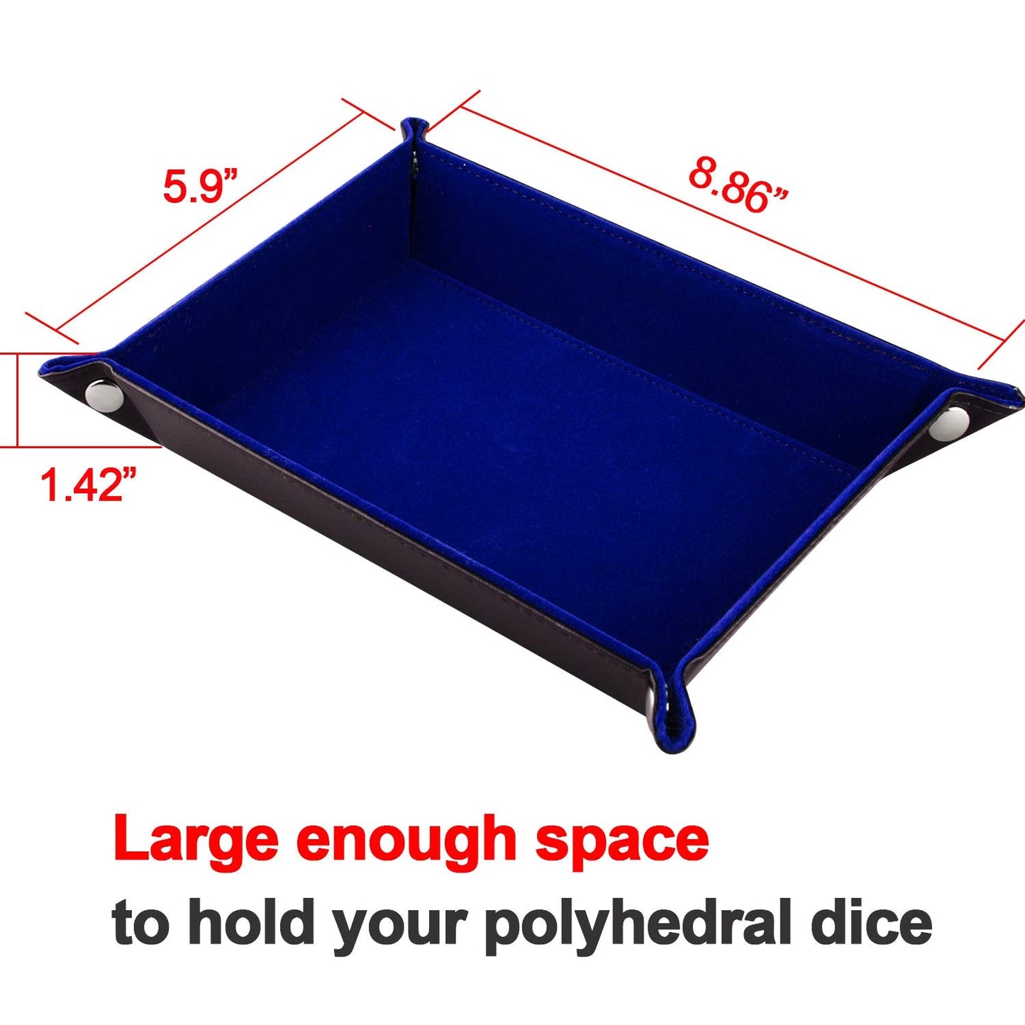 SIQUK Double Sided Dice Tray – Folding Rectangle PU Leather & Dark Blue Velvet