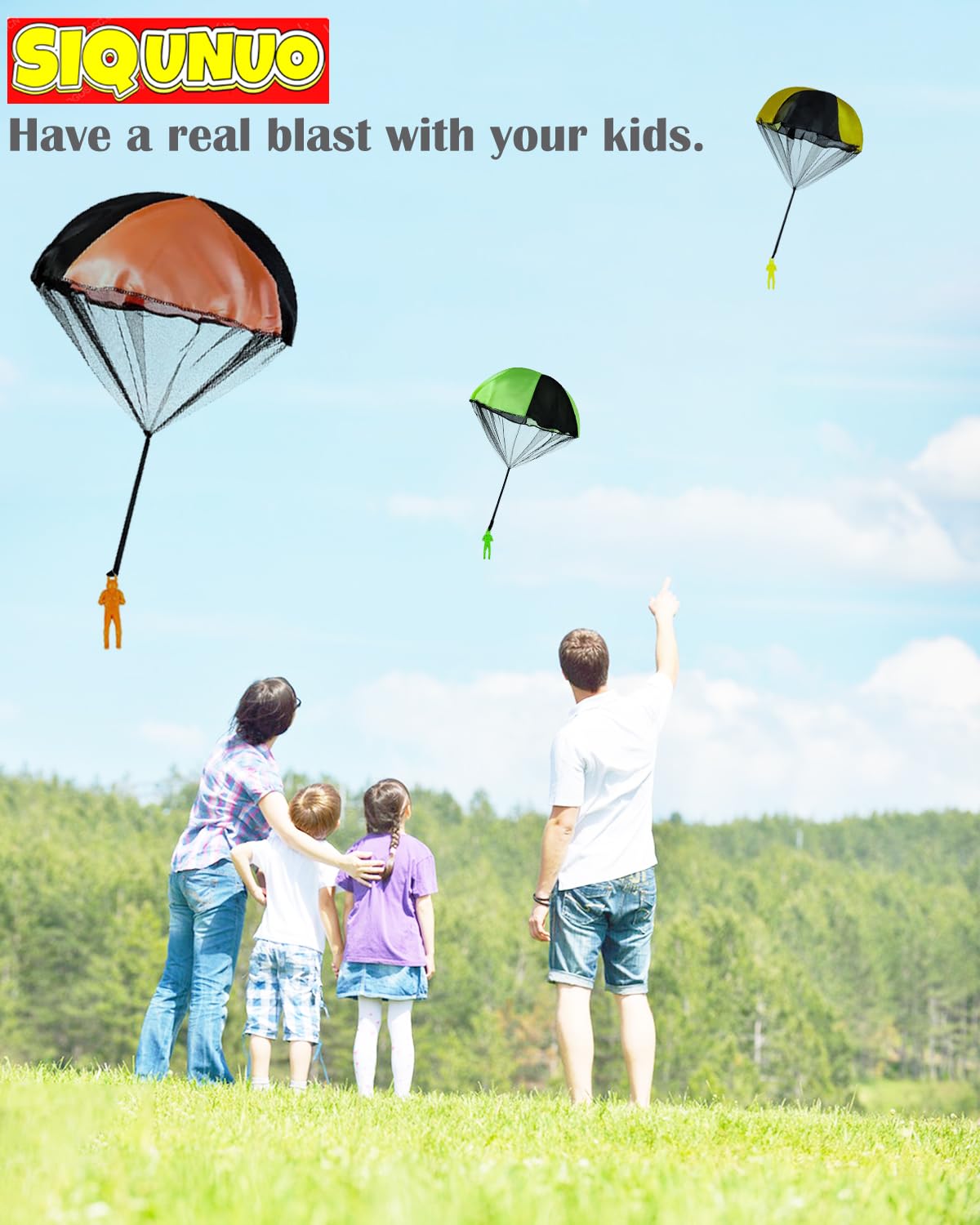 SIQUNUO Parachute Toys for Kids – 6 Pack, Tangle-Free Outdoor Fun