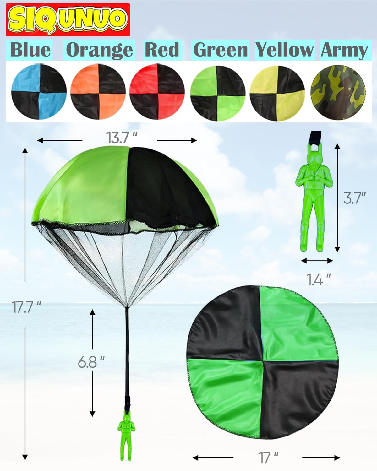 SIQUNUO Parachute Toys for Kids – 6 Pack, Tangle-Free Outdoor Fun