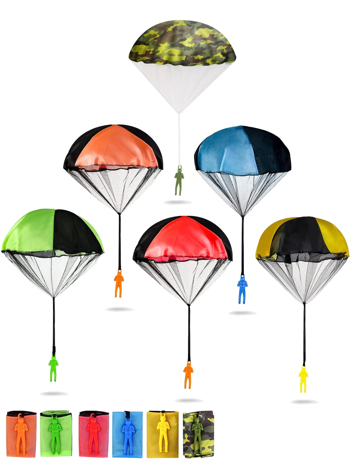 SIQUNUO Parachute Toys for Kids – 6 Pack, Tangle-Free Outdoor Fun