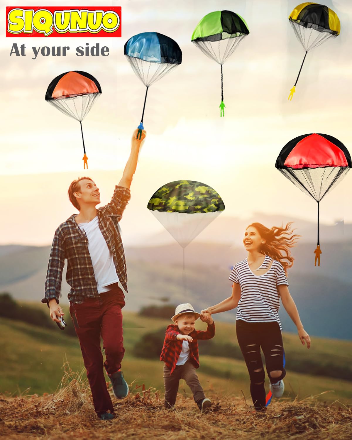 SIQUNUO Parachute Toys for Kids – 6 Pack, Tangle-Free Outdoor Fun