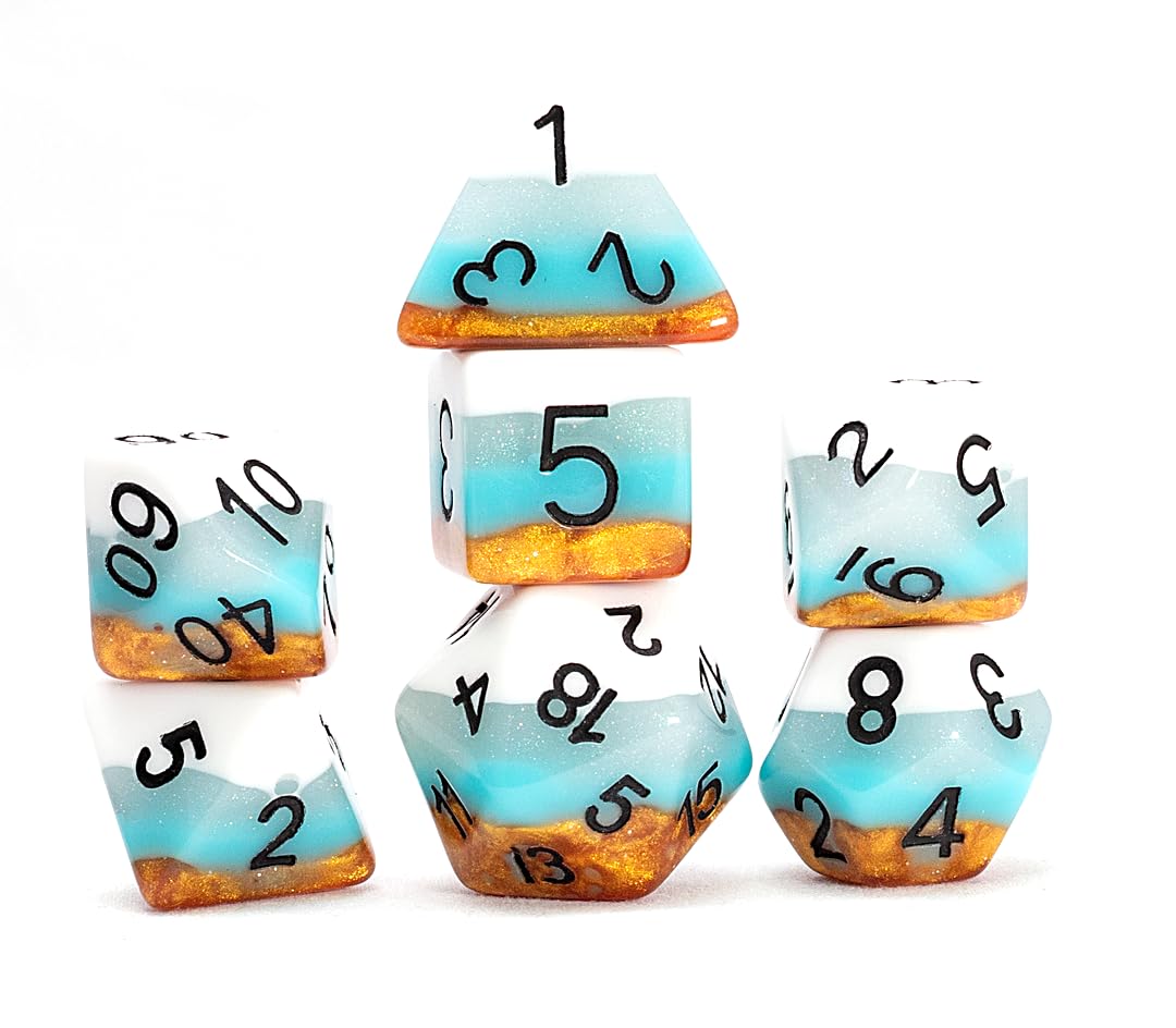 Sirius Dice Acererak's Treasure Packs: Gold Edition | 7-Piece Dice Set, Ability Coin, Embroidered D&D Bag