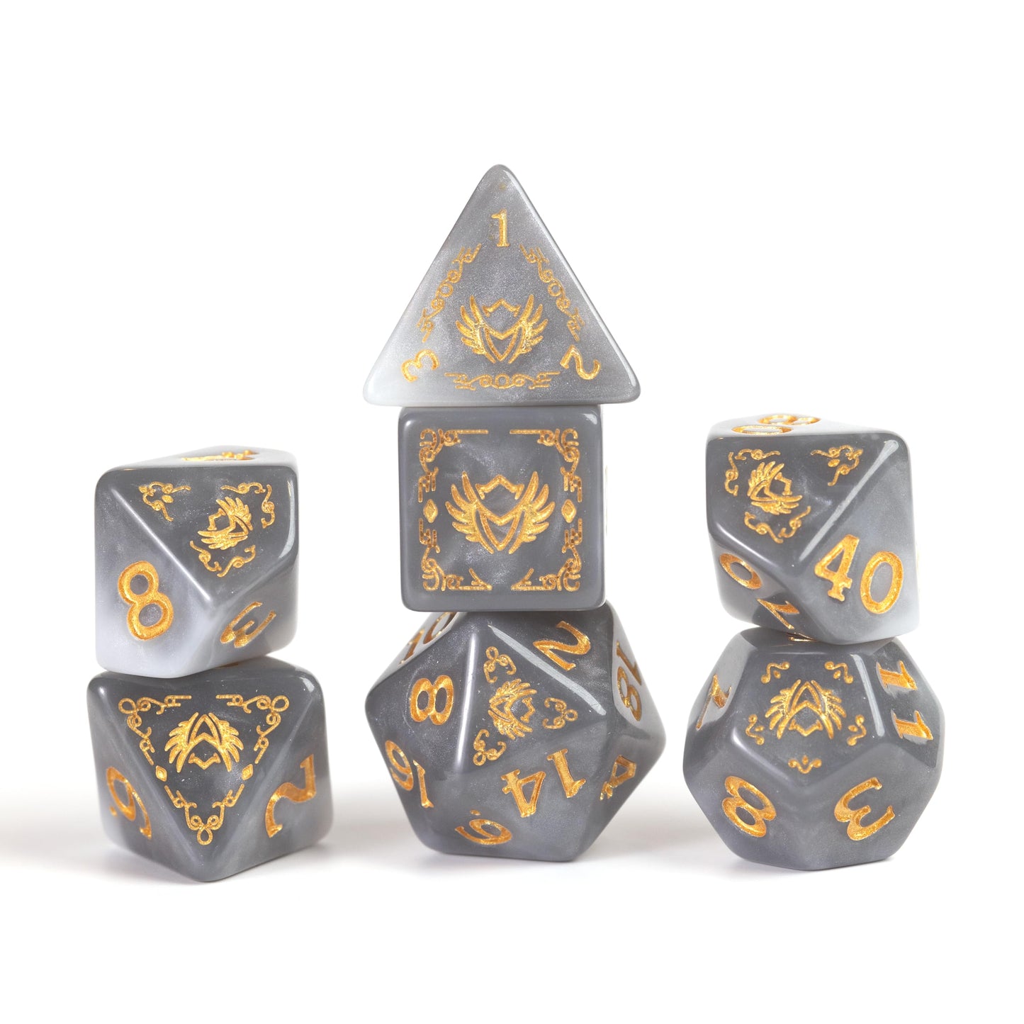 Sirius Dice D&D Adventure Dice – Paladin (White & Grey) Officially Licensed