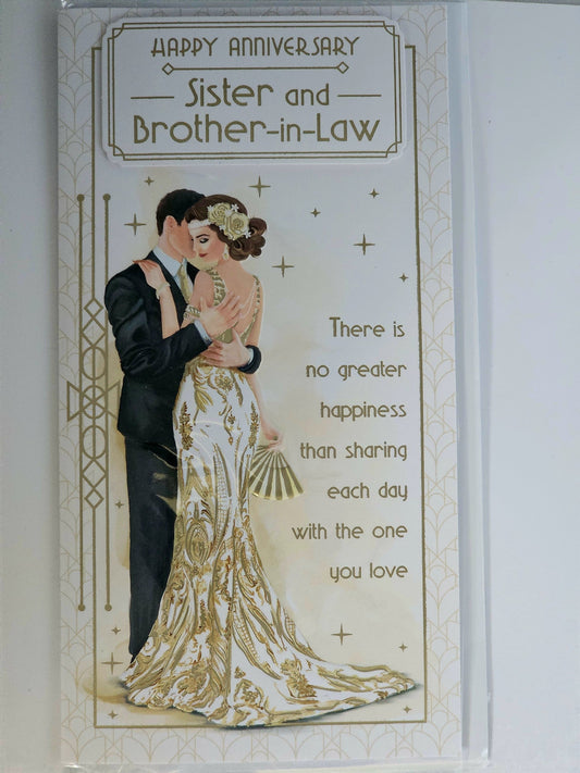 happy anniversary   sister   and brother in law card   art decco