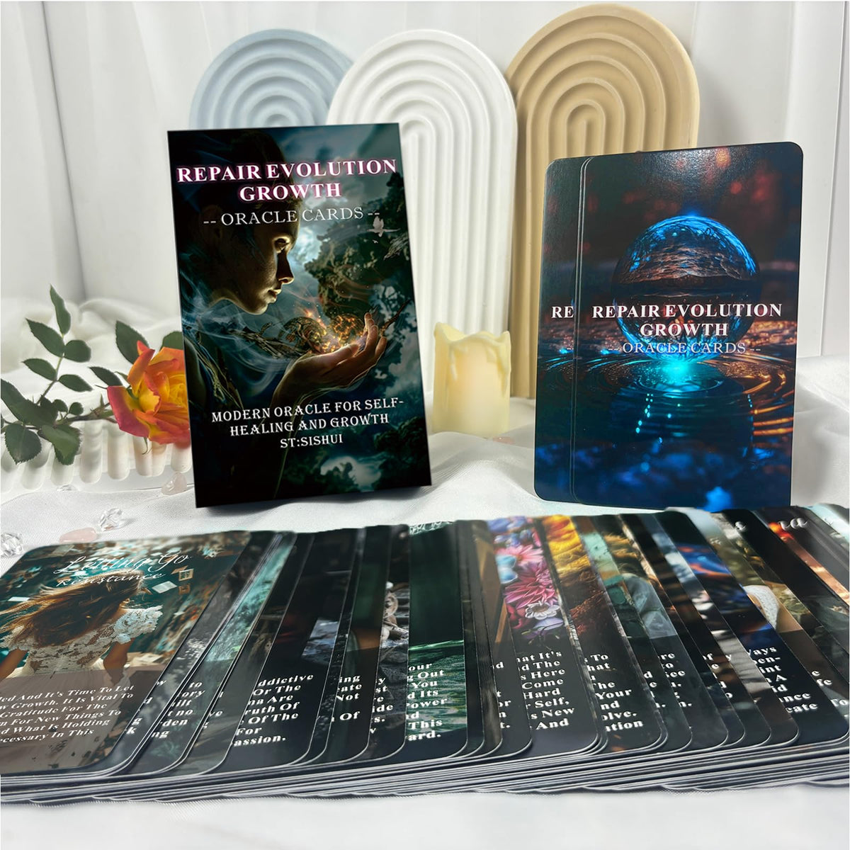 Sishui Healing Oracle Cards Deck – 44-Card Growth Set for Beginners | Self-Healing & Insight