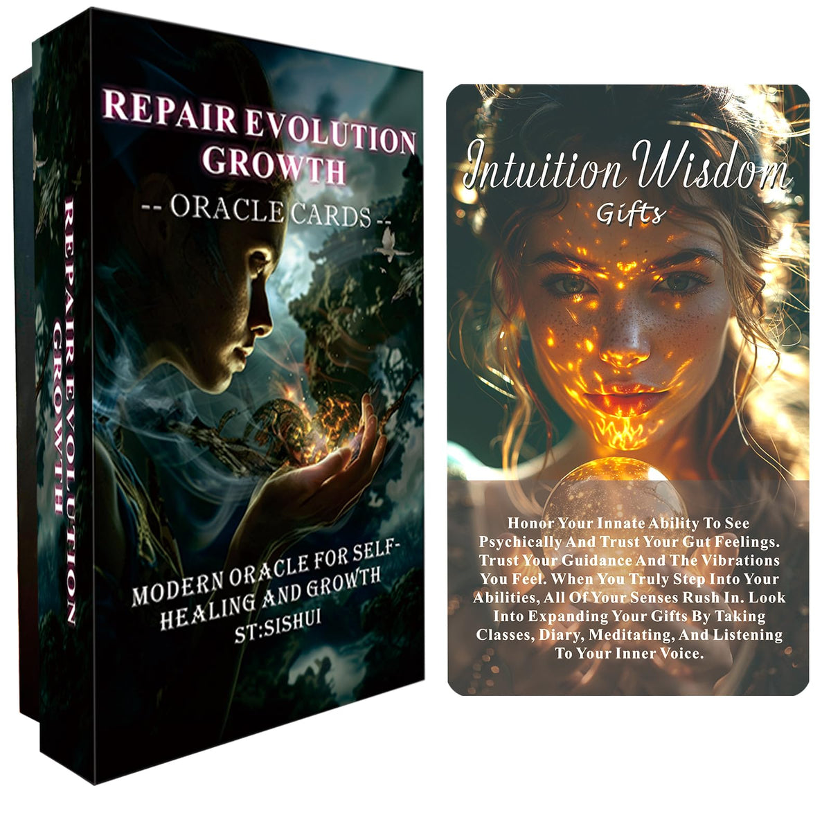 Sishui Healing Oracle Cards Deck – 44-Card Growth Set for Beginners | Self-Healing & Insight