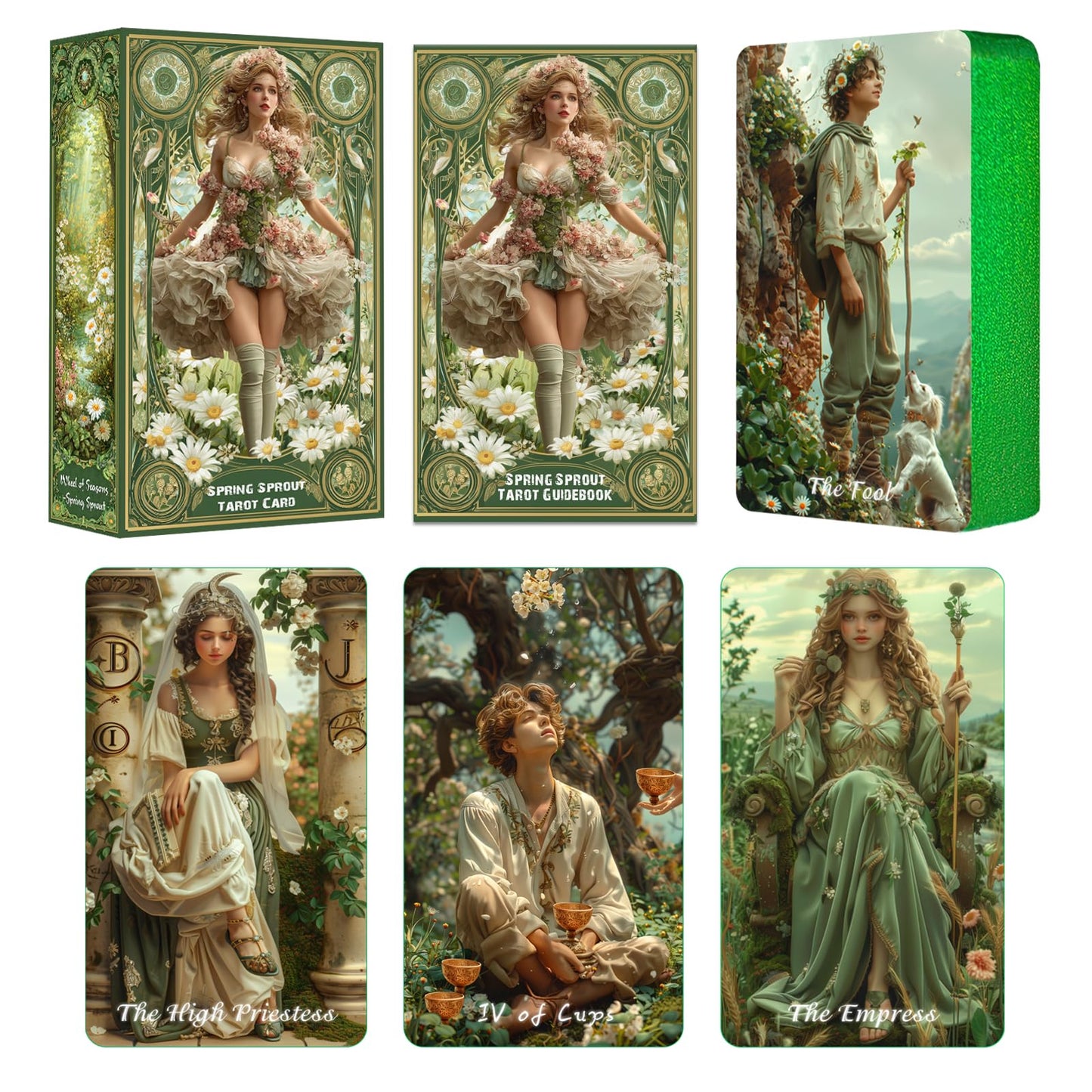 sishui Spring Sprout Tarot Deck for Beginners | 80 Cards, Guidebook, Gilded Edges