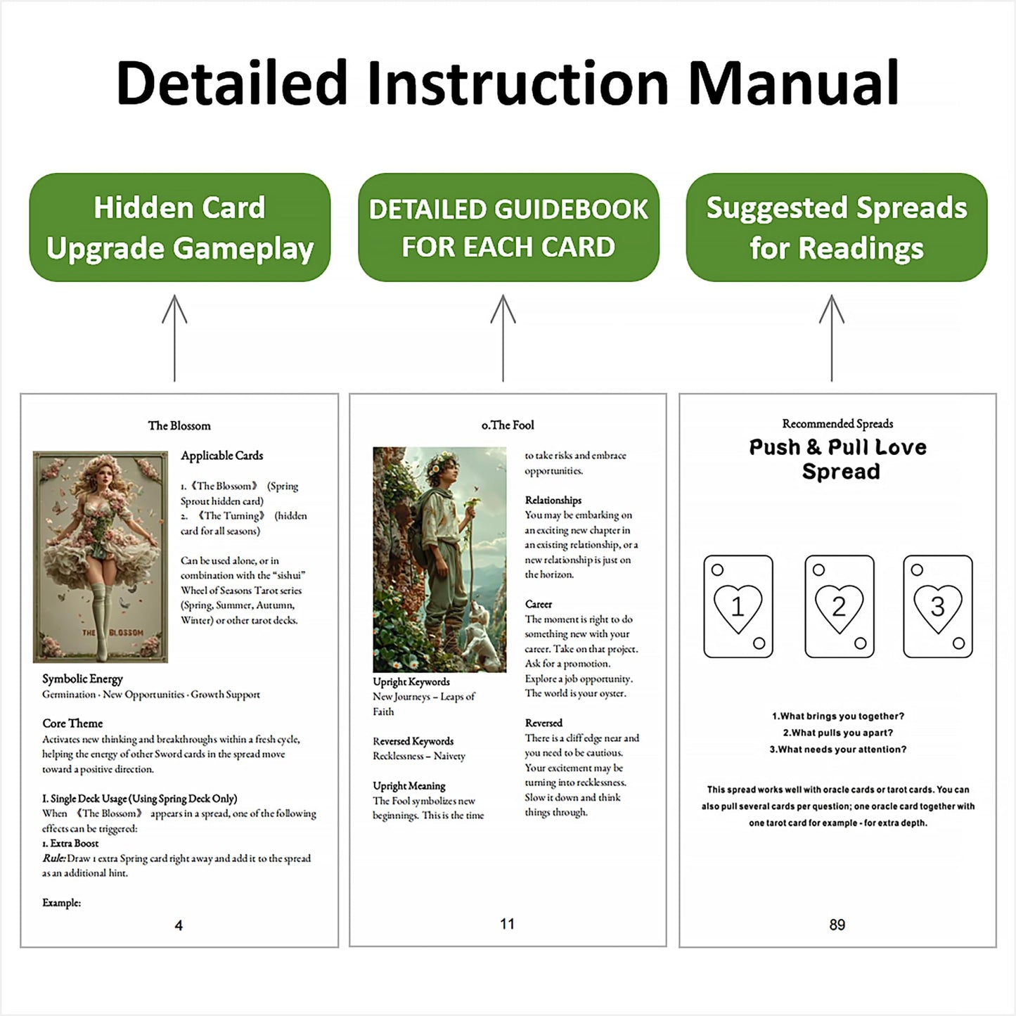 sishui Spring Sprout Tarot Deck for Beginners | 80 Cards, Guidebook, Gilded Edges