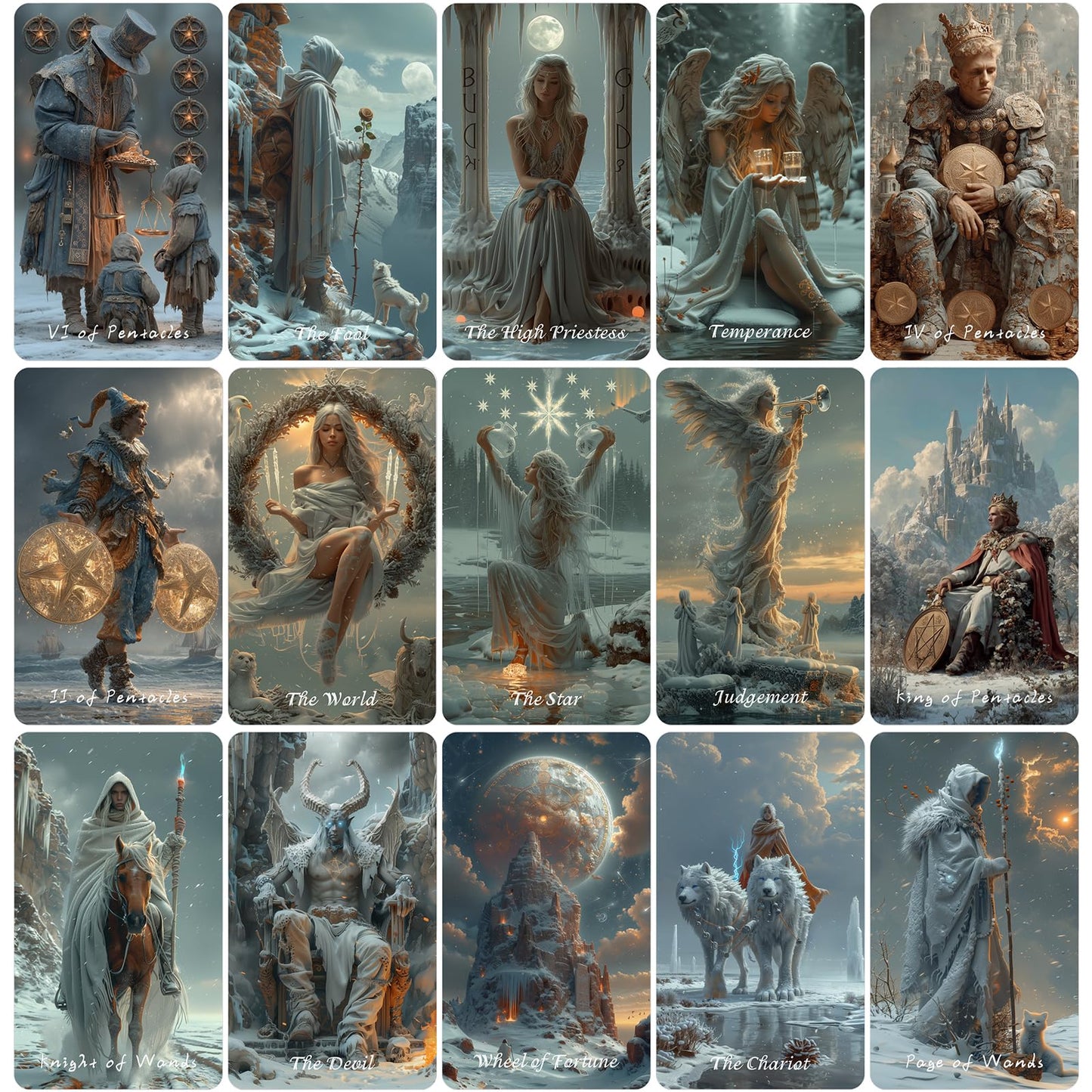 sishui Winter Still Tarot Deck – 80 Cards, Guidebook, 400 GSM, Gilded Edges