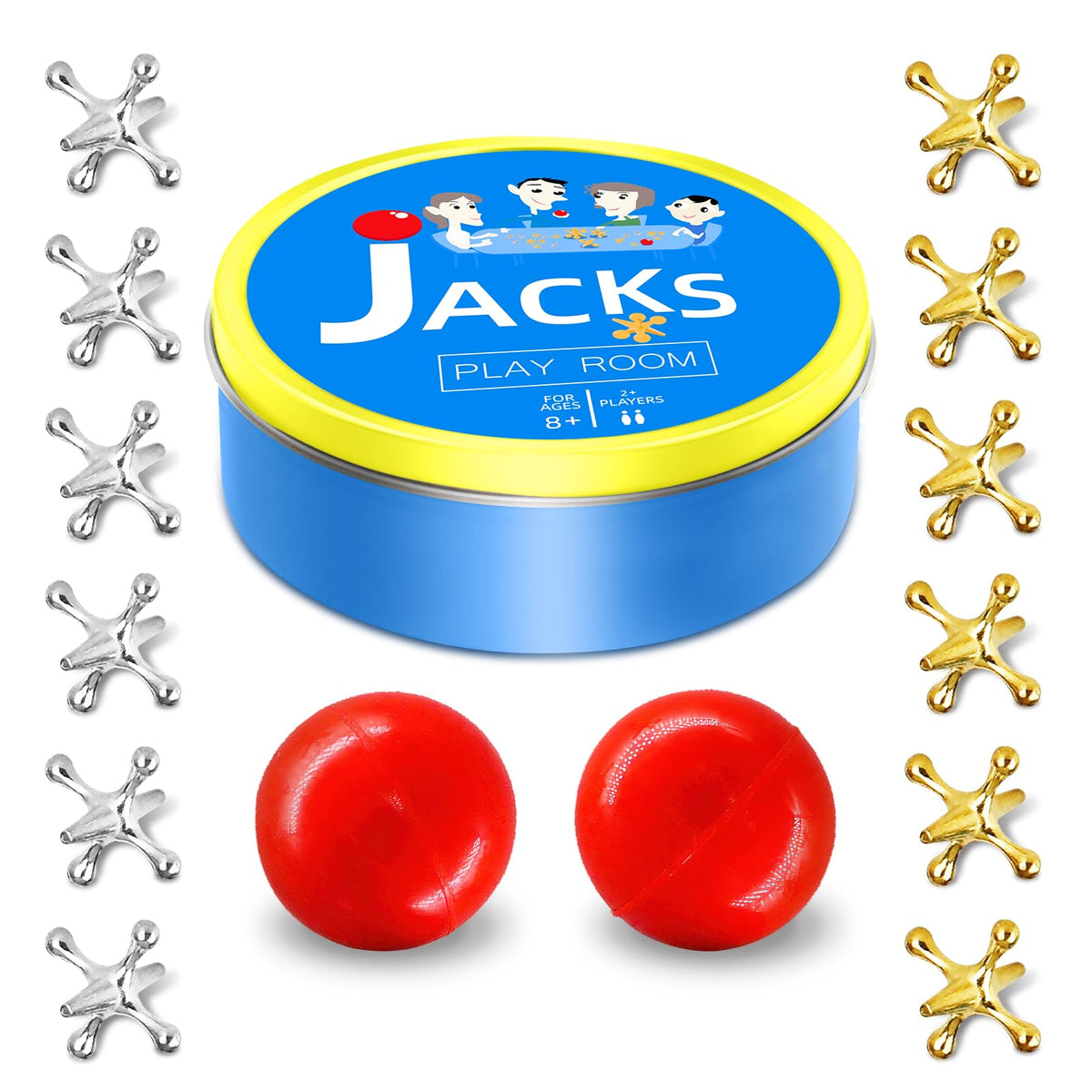 Sisland Metal Jacks Game Set – Classic Jax with Balls, Durable Metal Playset