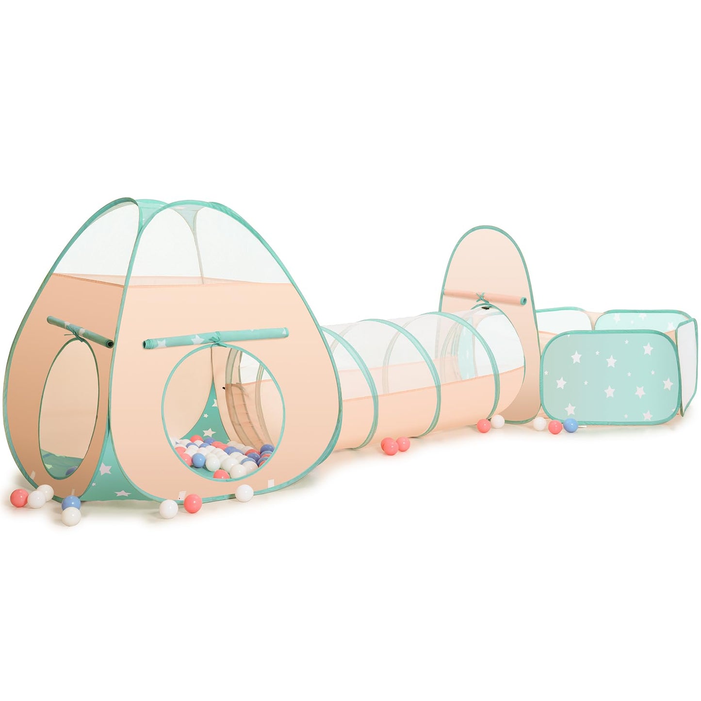 SISTICKER 3-in-1 Pop Up Play Tent, Ball Pit & Tunnel – Indoor & Outdoor Kids Toy
