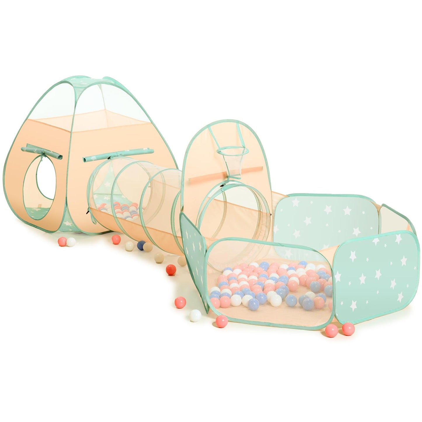 SISTICKER 3-in-1 Pop Up Play Tent, Ball Pit & Tunnel – Indoor & Outdoor Kids Toy