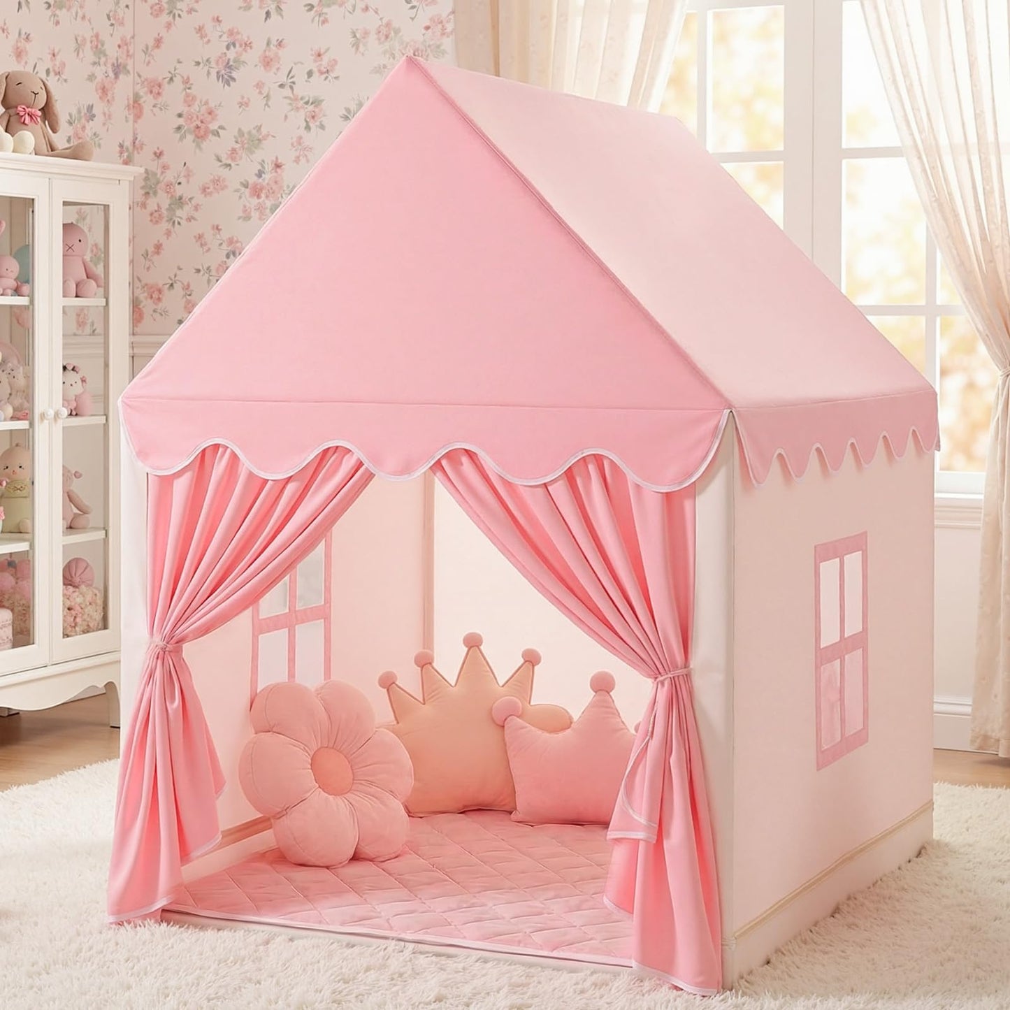 SISTICKER Kids Fairy Castle Tent – Large Pink Princess Playhouse for Girls