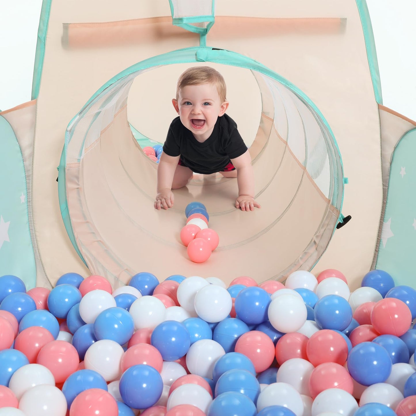 SISTICKER 3-in-1 Pop Up Play Tent, Ball Pit & Tunnel – Indoor & Outdoor Kids Toy