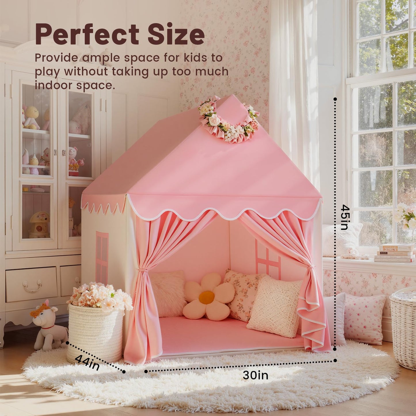 SISTICKER Kids Fairy Castle Tent – Large Pink Princess Playhouse for Girls