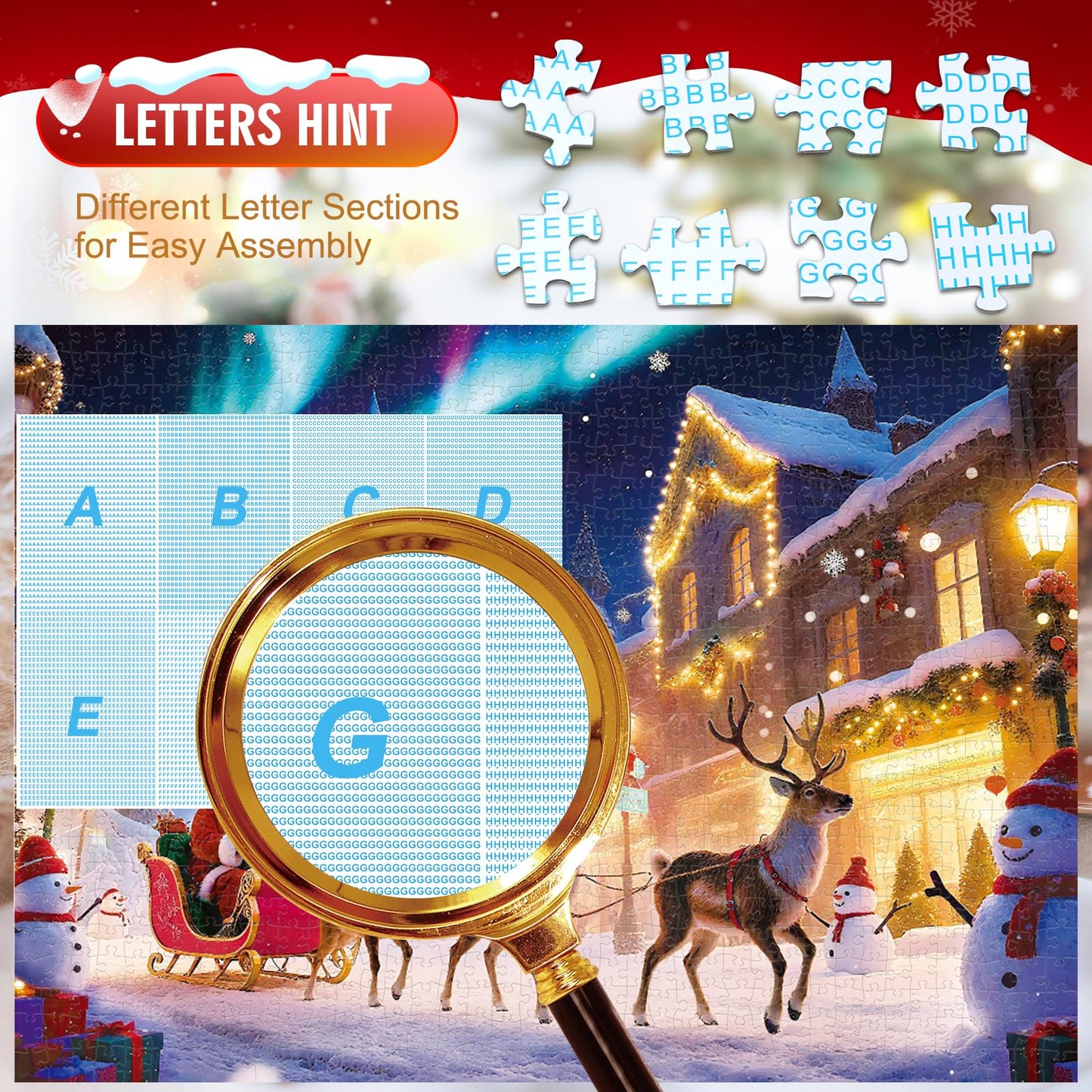 Sitanflex Christmas Jigsaw Puzzle 1000 Pieces - Santa Under Aurora Borealis - 27 x 20 in