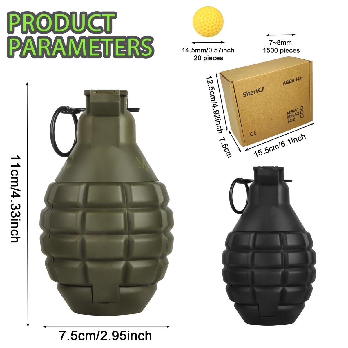 SitertCF Tactical Toy-Grenade 2-Pack for CS Battle Games