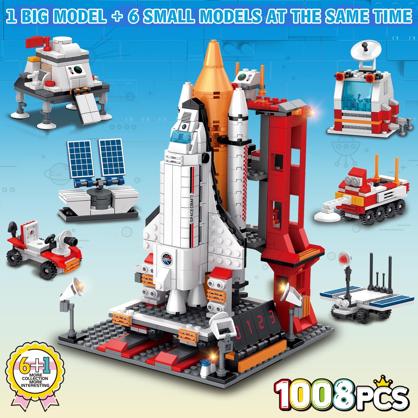 Sitodier Space Exploration Shuttle Toys — 1008 Pieces, 7 Models, Educational Aerospace Building Set for Ages 8-14
