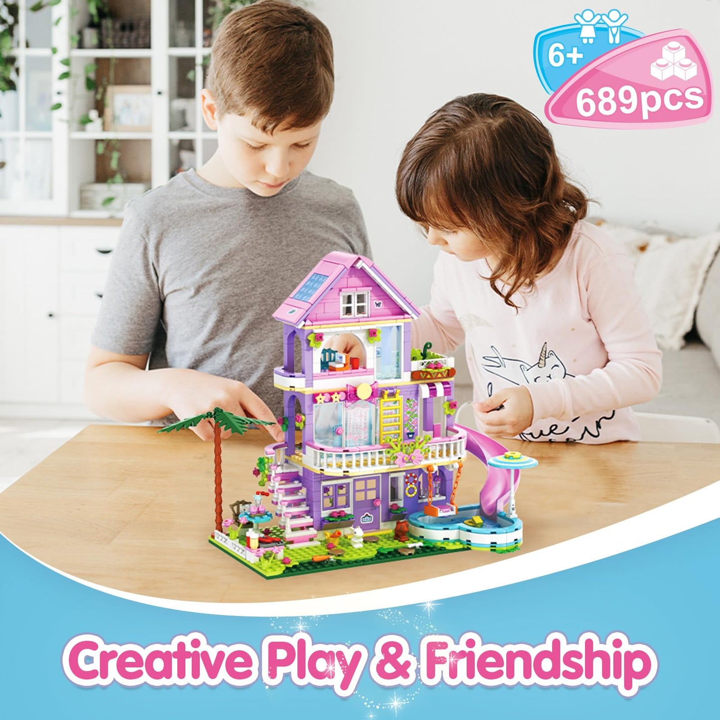 Sitodier Girls Building Blocks Set – 689pc Garden Villa for Kids 6–14