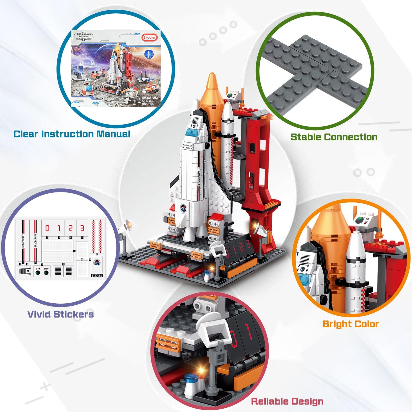 Sitodier Space Exploration Shuttle Toys — 1008 Pieces, 7 Models, Educational Aerospace Building Set for Ages 8-14
