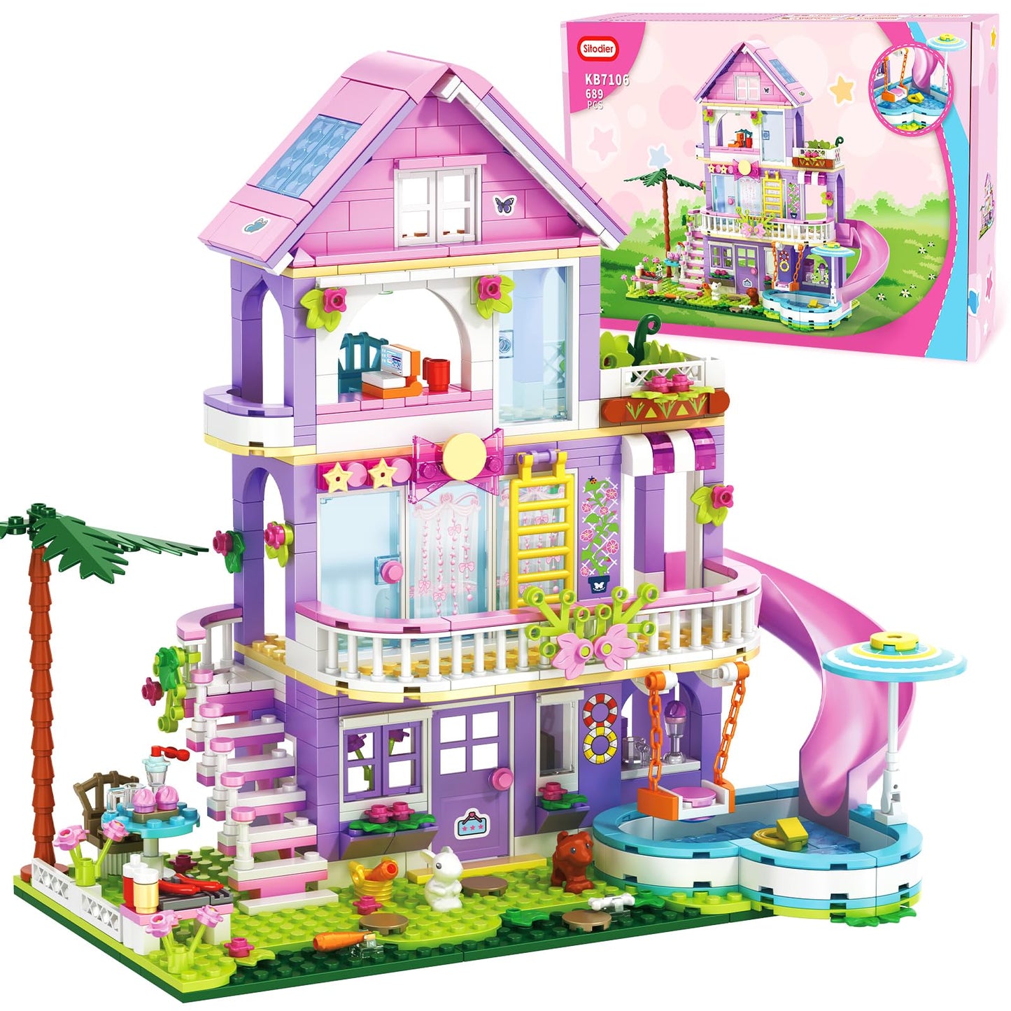 Sitodier Girls Building Blocks Set – 689pc Garden Villa for Kids 6–14