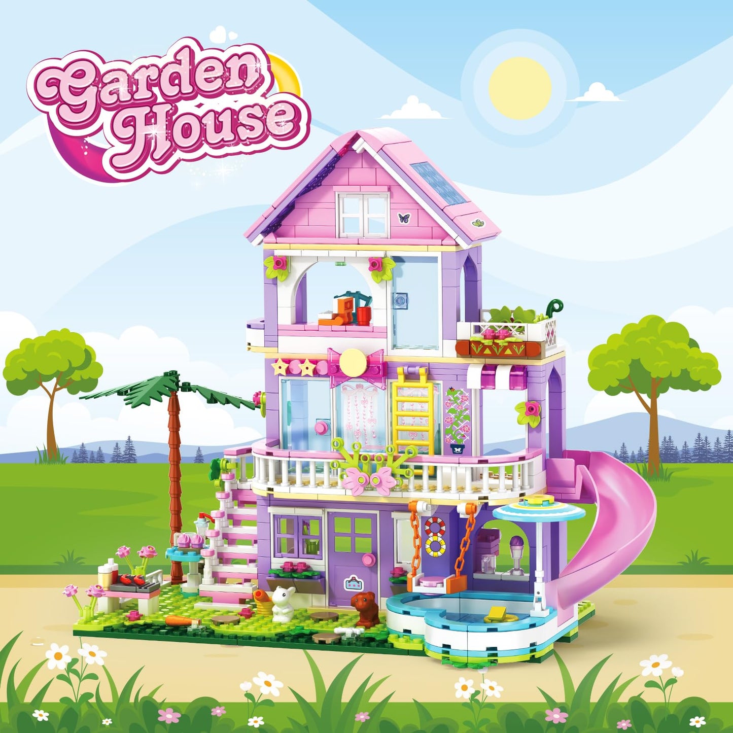 Sitodier Girls Building Blocks Set – 689pc Garden Villa for Kids 6–14
