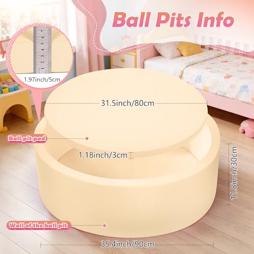 SIUUHOVS Foam Baby Ball Pit 35.4 x 11.8 in – Mocha, Memory Foam Core, Milk Silk Cover