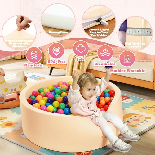 SIUUHOVS Foam Baby Ball Pit 35.4 x 11.8 in – Mocha, Memory Foam Core, Milk Silk Cover