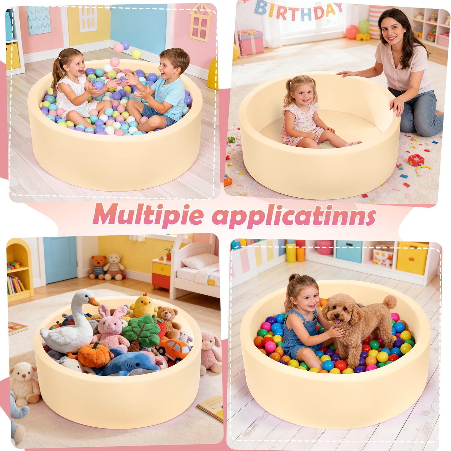 SIUUHOVS Foam Baby Ball Pit 35.4 x 11.8 in – Mocha, Memory Foam Core, Milk Silk Cover
