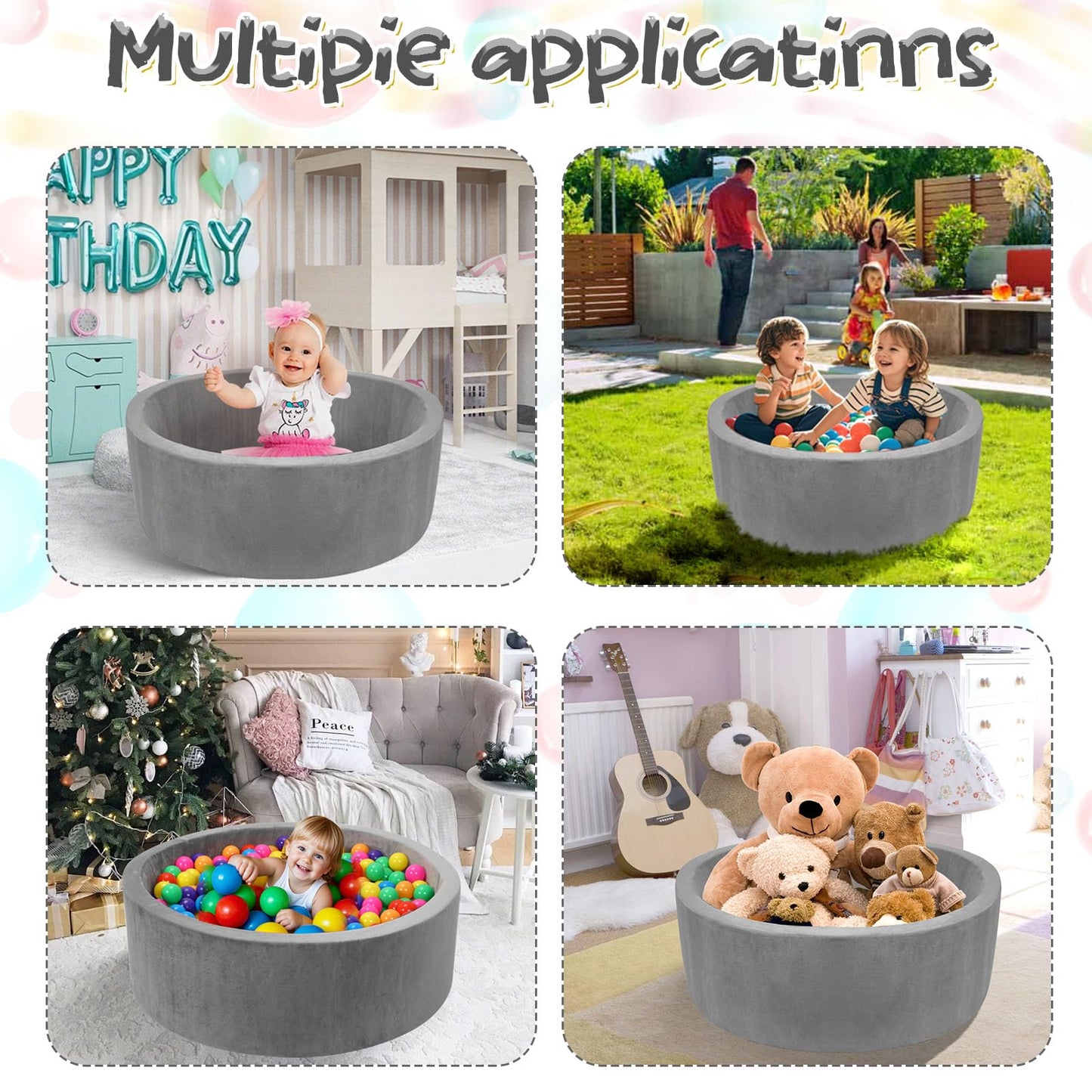 SIUUHOVS Foam Baby Ball Pit — 35.4 x 11.8 in Soft Memory Foam Play Space for Toddlers