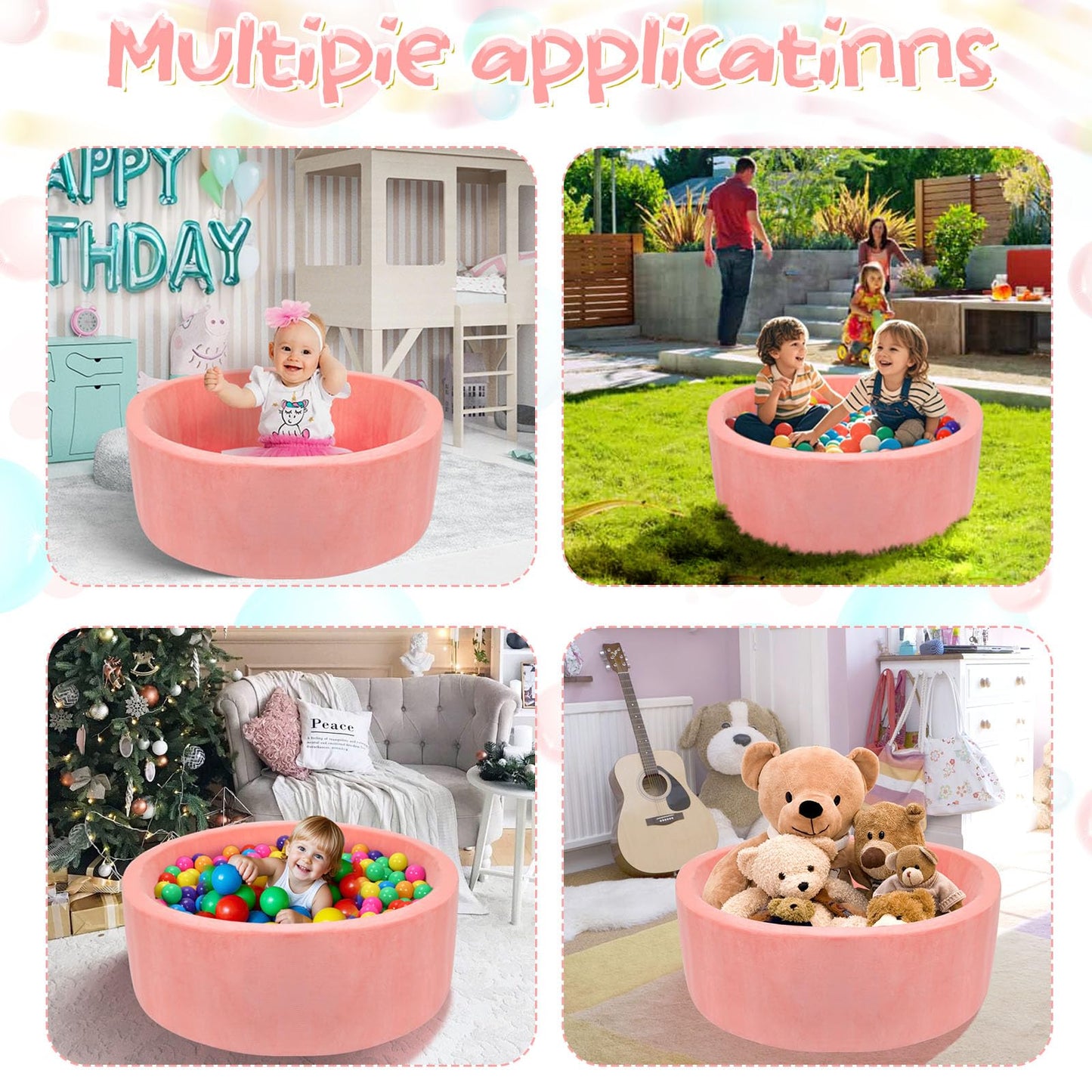SIUUHOVS Foam Baby Ball Pit – 35.4 x 11.8 in, Memory Foam Padding, Velvet Cover, Indoor Toddler Play