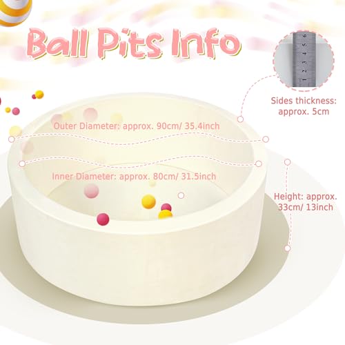 SIUUHOVS Foam Baby Ball Pit – Apricot Yellow, 35.4-inch Diameter, Soft Memory Foam