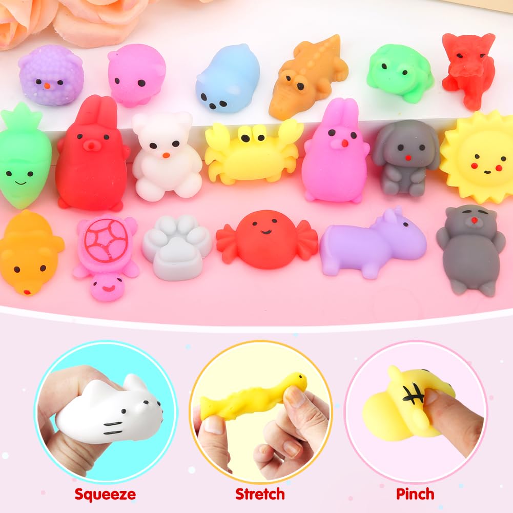 Siwarm 180 Pack Squishy Toys – Kawaii Mochi Friends for Kids 4-12 | Classroom Prizes & Sensory Play