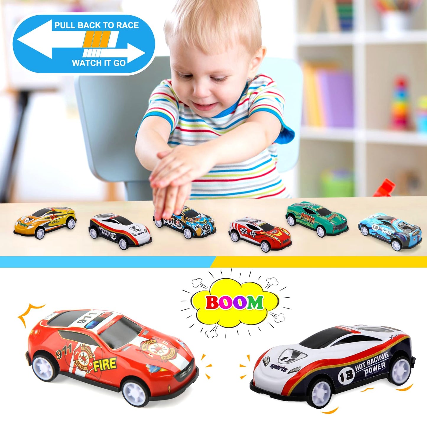Siwarm 28 Pcs Pull Back Cars Toys for Kids – Mini Racing Cars, Party Favors, Classroom Prizes, Stocking Stuffers