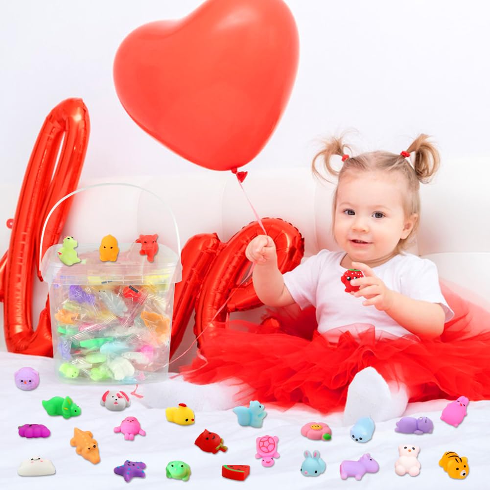 Siwarm 180 Pack Squishy Toys – Kawaii Mochi Friends for Kids 4-12 | Classroom Prizes & Sensory Play