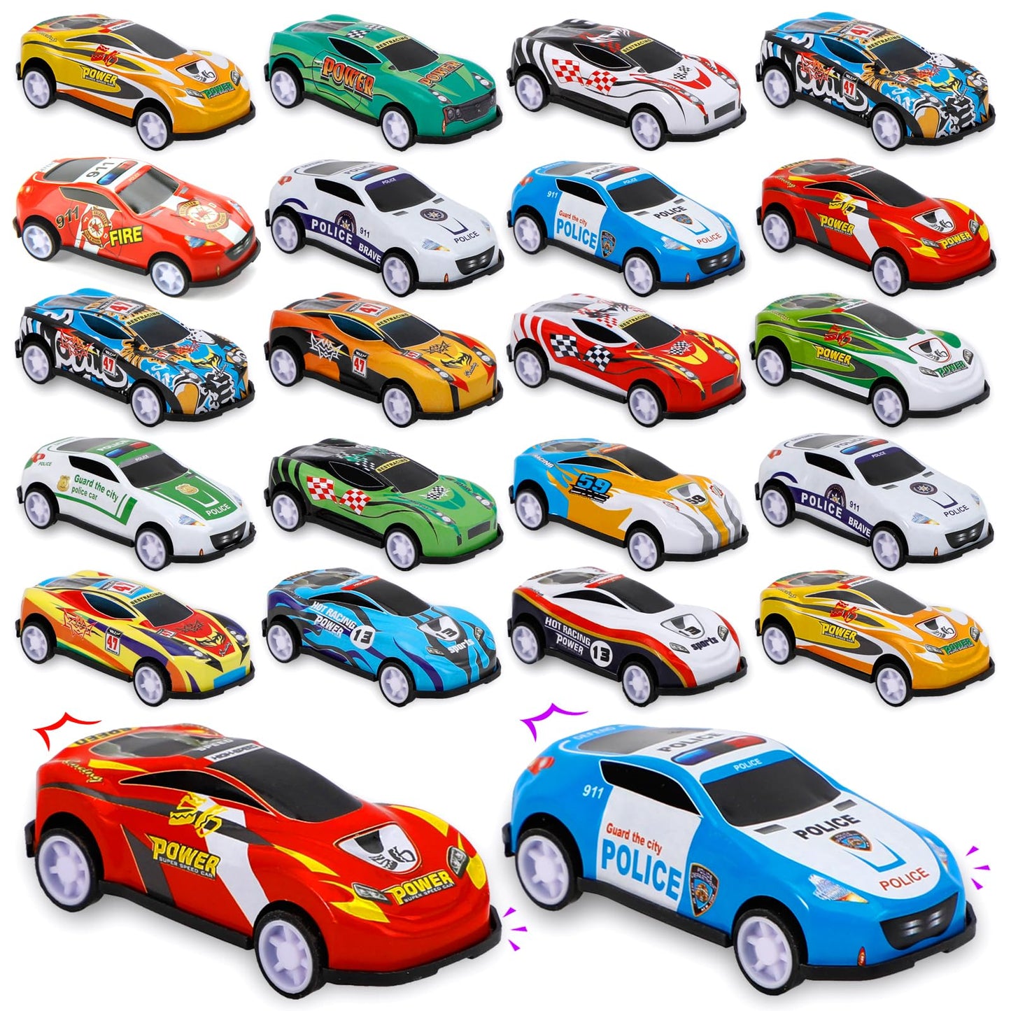 Siwarm 28 Pcs Pull Back Cars Toys for Kids – Mini Racing Cars, Party Favors, Classroom Prizes, Stocking Stuffers