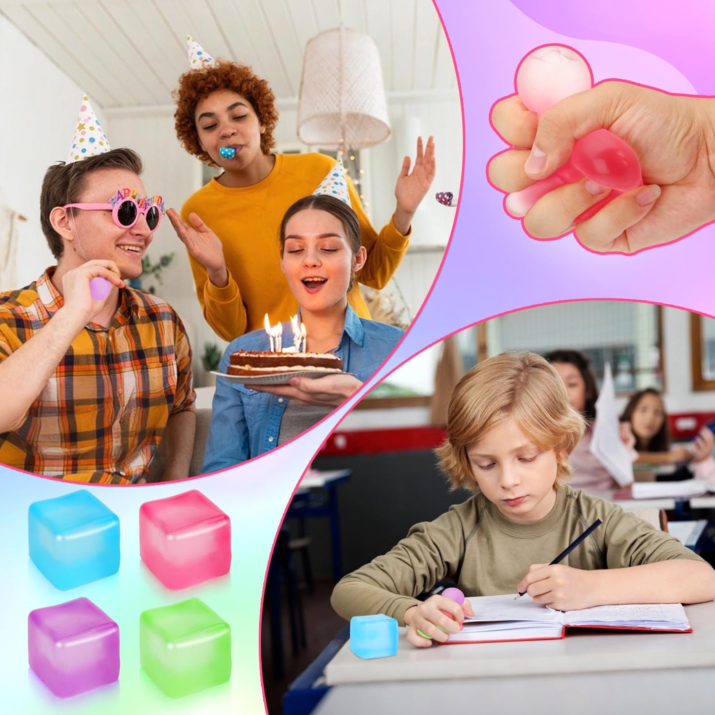 Siwarm 4 Pack Stress Cube: Sensory Fidget Toys for Anxiety & Focus