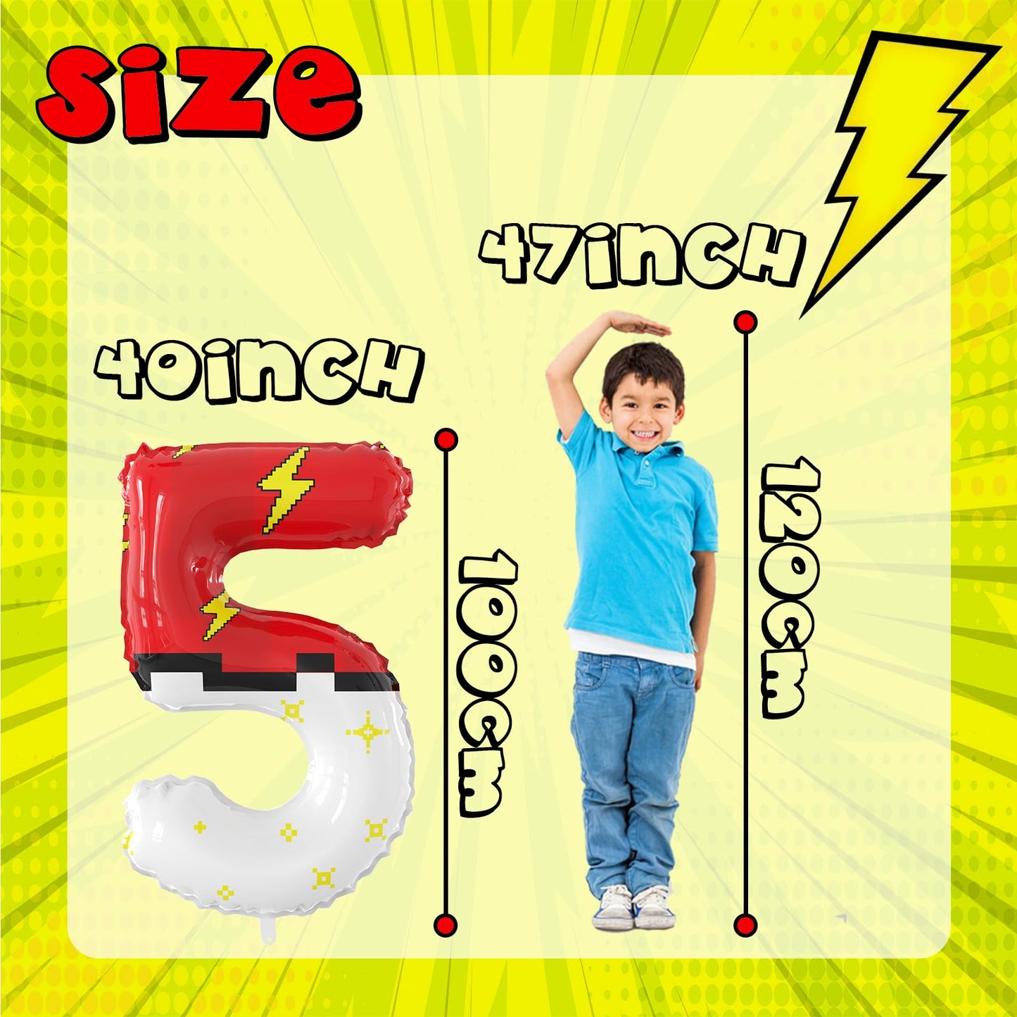 SIXONEAIEN 40 Inch Giant Red and White Number Balloon - Large 5 for Kids Parties (0-9 Available)