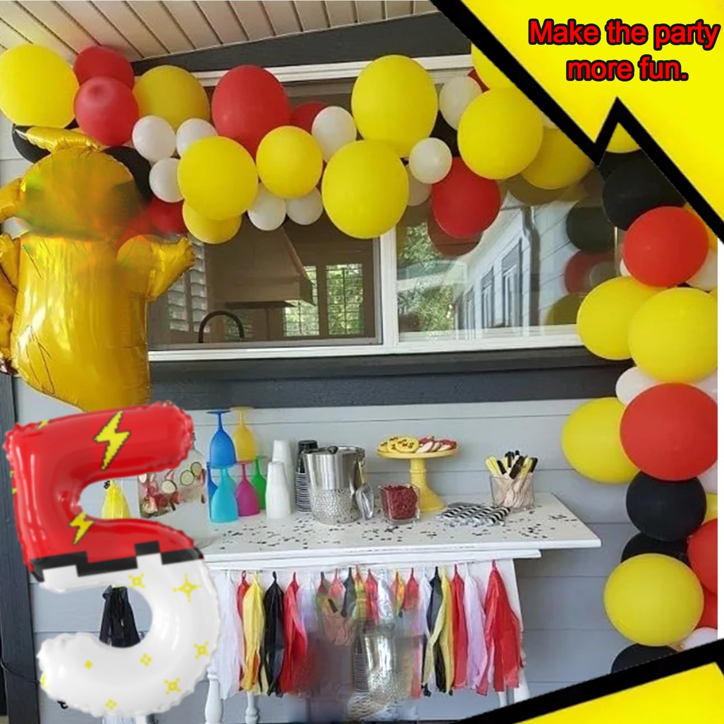 SIXONEAIEN 40 Inch Giant Red and White Number Balloon - Large 5 for Kids Parties (0-9 Available)
